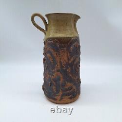 Brutalist studio art pottery pitcher vase Victoria Littlejohn signed vintage 196
