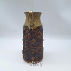 Brutalist studio art pottery pitcher vase Victoria Littlejohn signed vintage 196