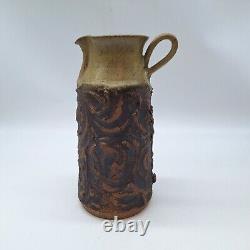 Brutalist studio art pottery pitcher vase Victoria Littlejohn signed vintage 196