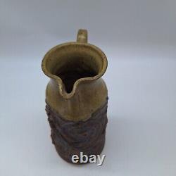 Brutalist studio art pottery pitcher vase Victoria Littlejohn signed vintage 196
