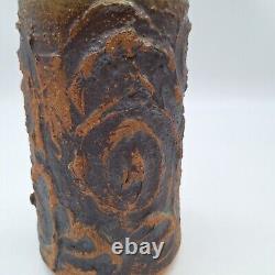 Brutalist studio art pottery pitcher vase Victoria Littlejohn signed vintage 196