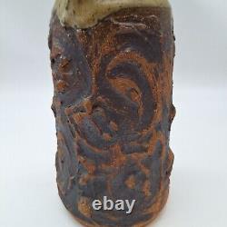 Brutalist studio art pottery pitcher vase Victoria Littlejohn signed vintage 196