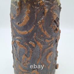 Brutalist studio art pottery pitcher vase Victoria Littlejohn signed vintage 196