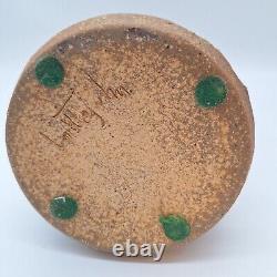 Brutalist studio art pottery pitcher vase Victoria Littlejohn signed vintage 196