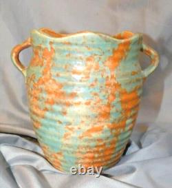 Burley Winter Pottery Double Handled Flounce Rim Vase signed 3FVintage