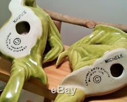 CERAMIC ARTS STUDIO vtg art deco figurine pottery mcm chartreuse costume couple
