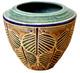 Cathra Anne Barker Santa Fe Studio Art Pottery Leaf Design Vessel Bowl Vase Vtg