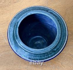 Cathra Anne Barker Santa Fe Studio Art Pottery Leaf Design Vessel Bowl Vase Vtg