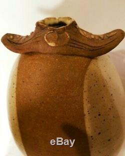 Cecil Strawn Important Studio Pottery Hand Thrown Weed Pot Vase. Vintage