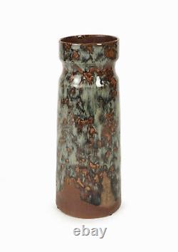 Ceramic Vase Dripping Lava Glaze Vintage Studio Pottery Large Tall Tapered