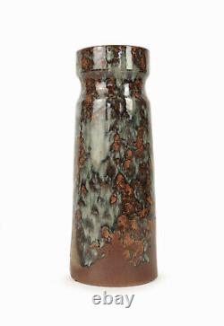 Ceramic Vase Dripping Lava Glaze Vintage Studio Pottery Large Tall Tapered