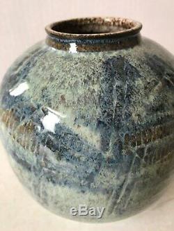 Charles Counts, Gorgeous Blue Studio Art Ceramic Vase Pottery Signed Vintage, 6
