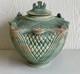 Charles Gluskoter Studio Pottery Covered Pot Canister Green Glaze With Lid Oregon