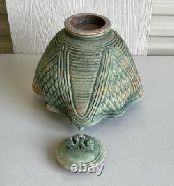 Charles Gluskoter Studio Pottery Covered Pot Canister Green Glaze With Lid Oregon