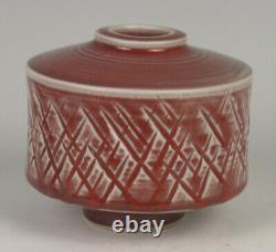 Charles Lakofsky Studio Porcelain Pottery Vase Ohio Modernist MCM Oxblood Red