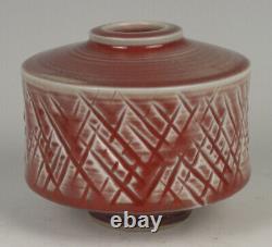 Charles Lakofsky Studio Porcelain Pottery Vase Ohio Modernist MCM Oxblood Red