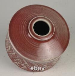 Charles Lakofsky Studio Porcelain Pottery Vase Ohio Modernist MCM Oxblood Red