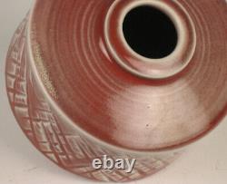 Charles Lakofsky Studio Porcelain Pottery Vase Ohio Modernist MCM Oxblood Red