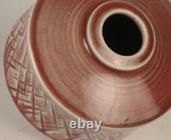 Charles Lakofsky Studio Porcelain Pottery Vase Ohio Modernist MCM Oxblood Red