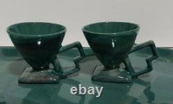 Charles Nalle 2001 Vintage Studio Pottery Teapot Footed Cup Tray Set Gorgeous