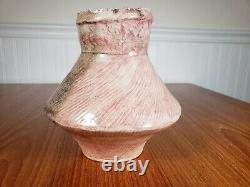 Chinese Artist Ying Yeung Li Hand Thrown Studio Pottery Pink Brown Green Vase 92