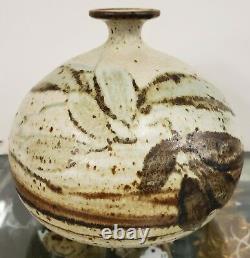 Circa 1970 Japanese Studio Pottery Modernist Stoneware Ikebana Weed Pot Vessel