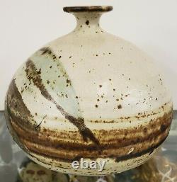 Circa 1970 Japanese Studio Pottery Modernist Stoneware Ikebana Weed Pot Vessel