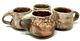 Clay Pottery Drip Glaze Cups Vtg Signed Studio Art Lustre Coffee Mugs Set/4 EUC
