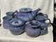 Cliff Losee Vintage Studio Art pottery 7pc Tea Set blue Teapot Mugs Maryland