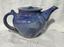 Cliff Losee Vintage Studio Art pottery 7pc Tea Set blue Teapot Mugs Maryland