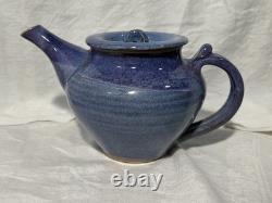 Cliff Losee Vintage Studio Art pottery 7pc Tea Set blue Teapot Mugs Maryland