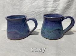 Cliff Losee Vintage Studio Art pottery 7pc Tea Set blue Teapot Mugs Maryland