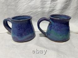 Cliff Losee Vintage Studio Art pottery 7pc Tea Set blue Teapot Mugs Maryland