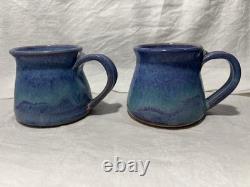 Cliff Losee Vintage Studio Art pottery 7pc Tea Set blue Teapot Mugs Maryland