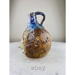 Condon Folk Art Pottery Face Jug Spirit of Women 1999 Brown Blue Excellent 9in