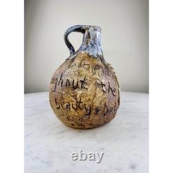 Condon Folk Art Pottery Face Jug Spirit of Women 1999 Brown Blue Excellent 9in