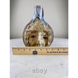 Condon Folk Art Pottery Face Jug Spirit of Women 1999 Brown Blue Excellent 9in