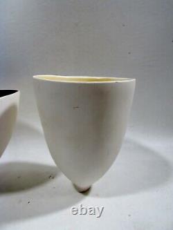 Contemporary American Studio Art Pottery Pair Porcelain Vases Signed JP