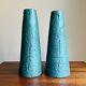 Cool Pair of Modernist Teal Studio Pottery Lamp Bases 1952 Artist Signed Vintage