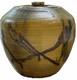 Cool SHINO Glaze SIGNED Studio Pottery Lidded Jar withBirds Vintage EUC