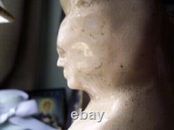 Creepy Large 13.5 Ugly Face Sculpture VASE novelty vintage FEMALE oddity ART