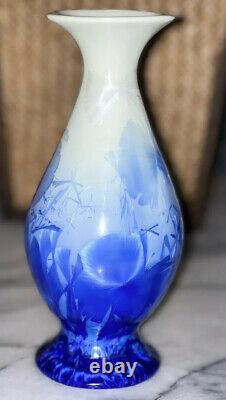 Crystalline Glazed Blue Art Pottery Vase Vintage 5 Tall