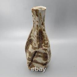 Curreri Studio Pottery Faceted Neriage Stoneware Bottle Vase Signed Vintage