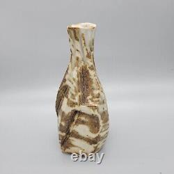 Curreri Studio Pottery Faceted Neriage Stoneware Bottle Vase Signed Vintage