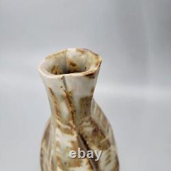 Curreri Studio Pottery Faceted Neriage Stoneware Bottle Vase Signed Vintage