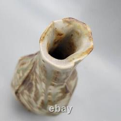 Curreri Studio Pottery Faceted Neriage Stoneware Bottle Vase Signed Vintage