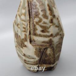 Curreri Studio Pottery Faceted Neriage Stoneware Bottle Vase Signed Vintage