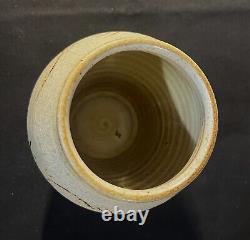 DENIS VIBERT POTTERY MATTE DECORATED VASE 5.5 x 5 SIGNED VINTAGE HAND TURNED