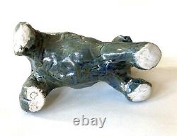 DOG Signed Sculpture Glaze Abstract Art Mid-Century Modern Animal Ceramic Puppy