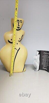 DONNA POLSANO VASEStudio Art Pottery AbstractFIGURAL NUDE PicassoStyleORCHRE